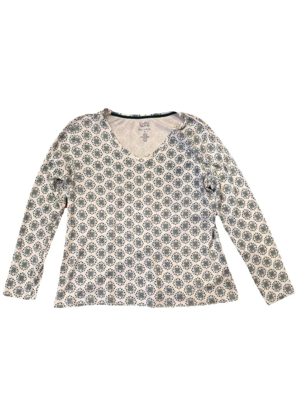 Croft & Barrow Women’s Classic Tee Shirt SZ XL blue White Floral 100% Cotton